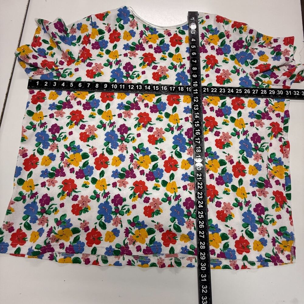 Woman Within Tops‎ Womens 3X-30-32 Green White Red Floral Waffle Knit Lot of 2 - Picture 4 of 10